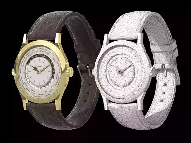 Patek Philippe Worldtimer Guilloche Low-poly 3D model