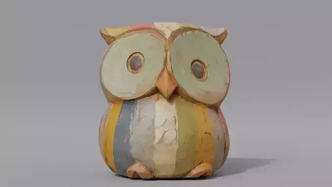 Wooden Owl 3D scan optimised Low-poly 3D model