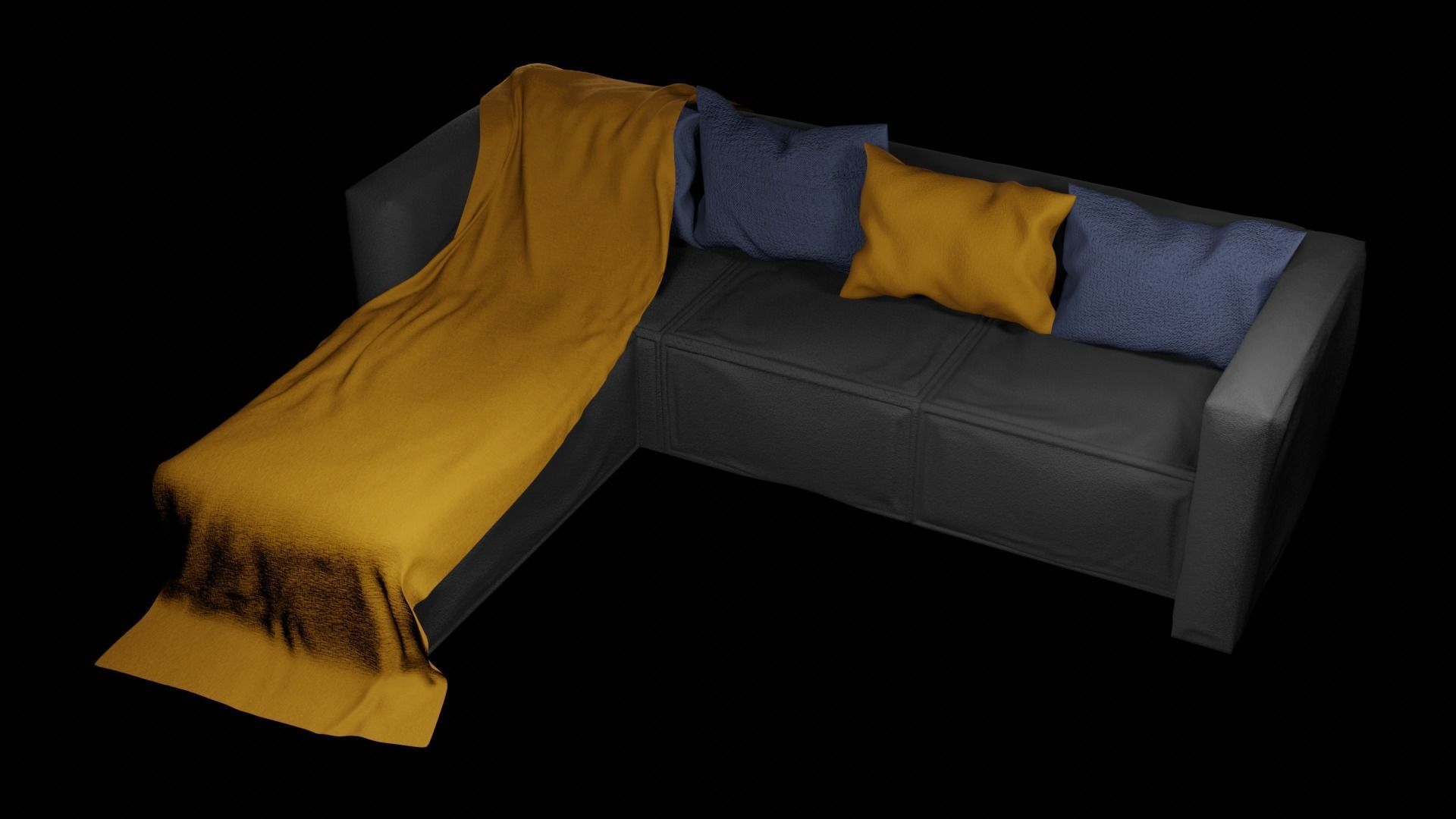 Sofa 1 couch with blankets Free 3D model_7