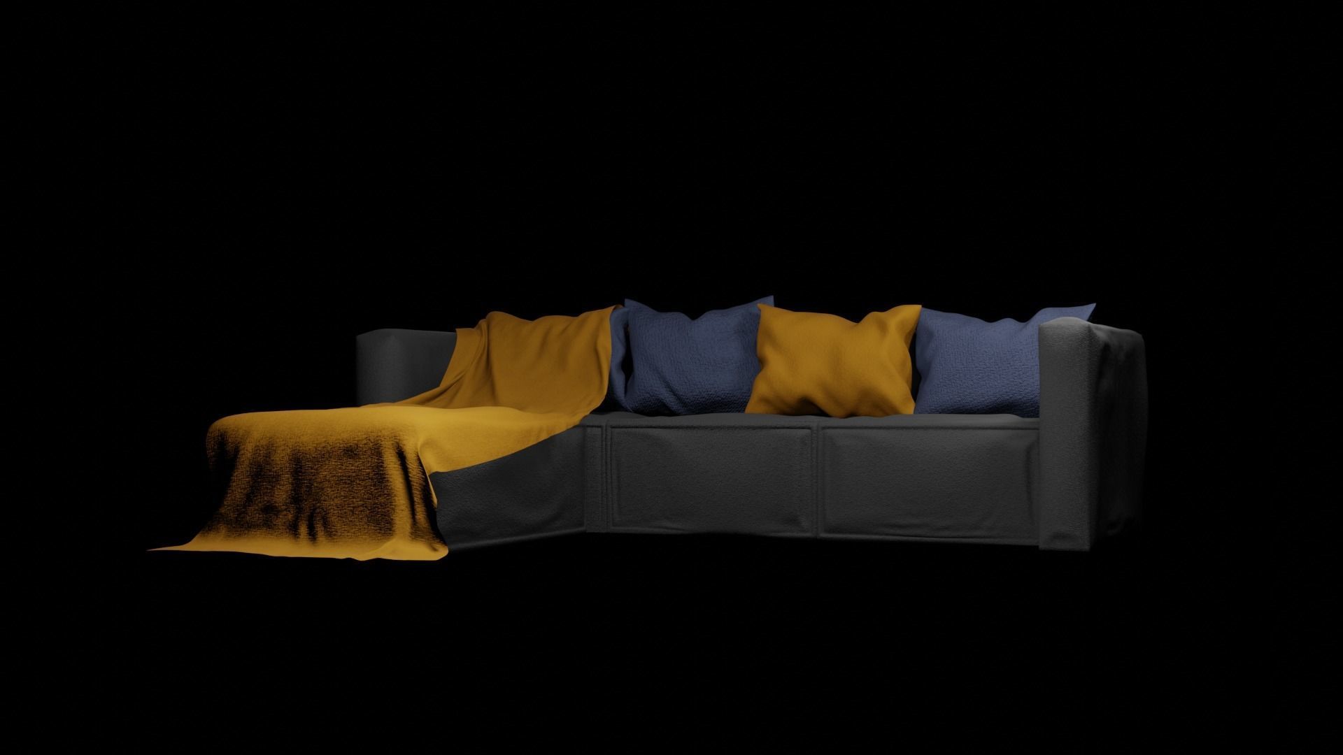 Sofa 1 couch with blankets Free 3D model_1
