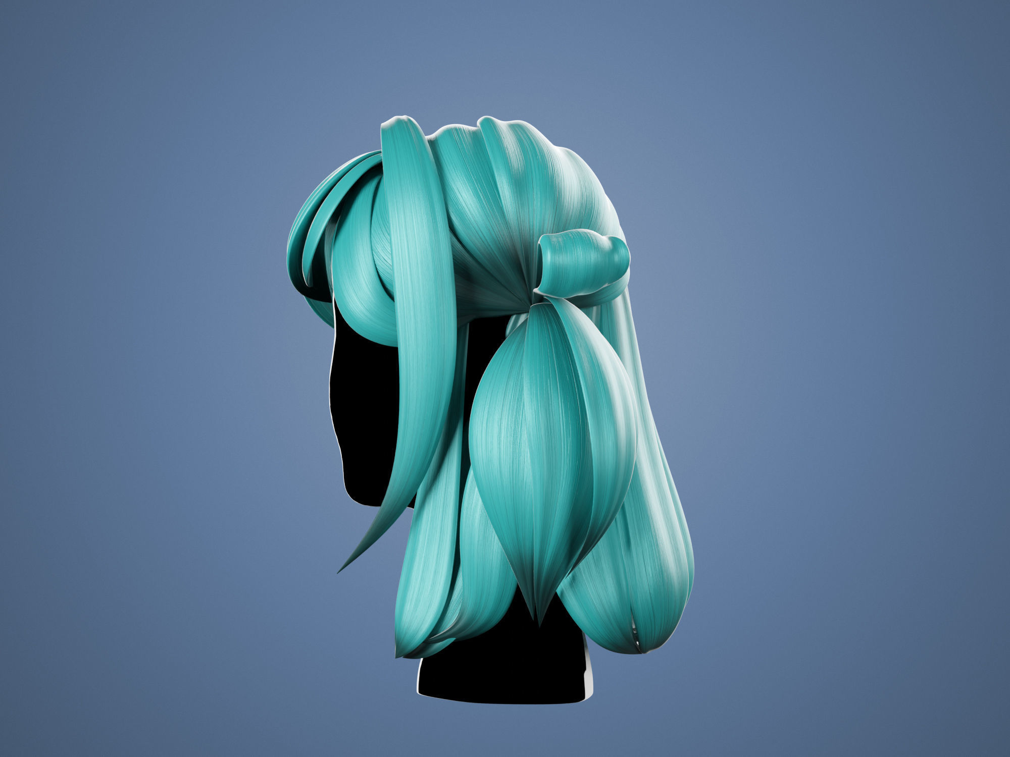 3D Hair Female 002 Low-poly 3D model_5