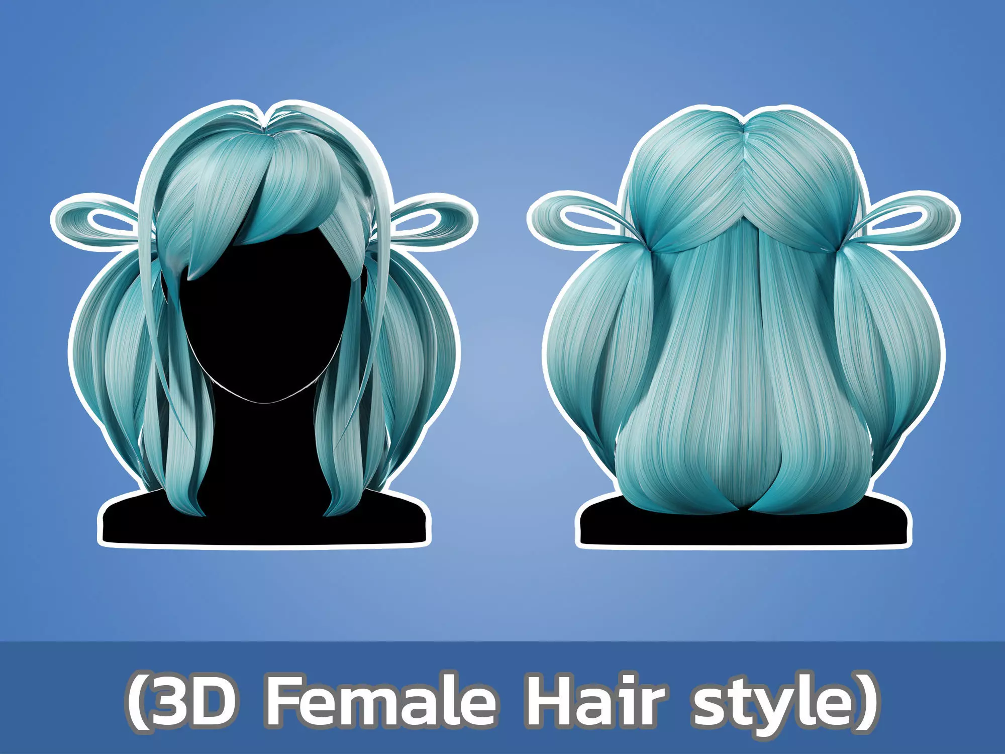 3D Hair Female 002 Low-poly 3D model_0