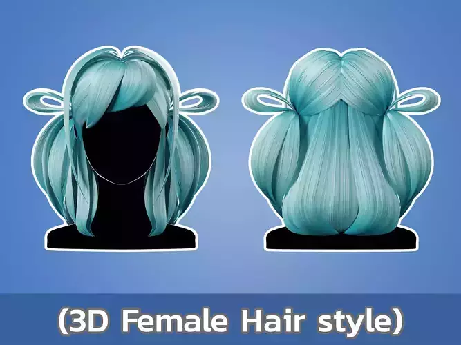 3D Hair Female 002 Low-poly 3D model 3D Hair Female 002 Low-poly 3D model