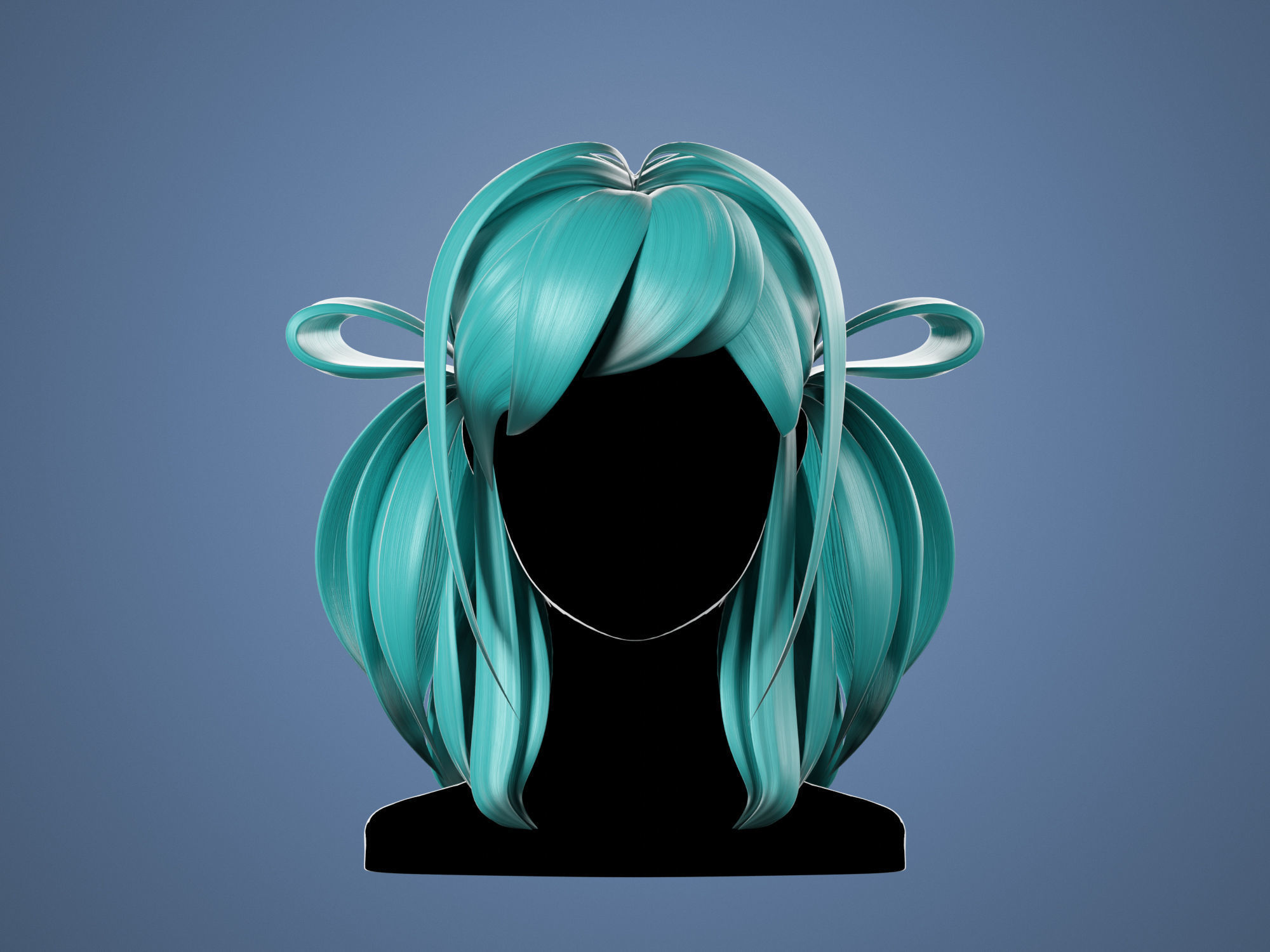 3D Hair Female 002 Low-poly 3D model_1