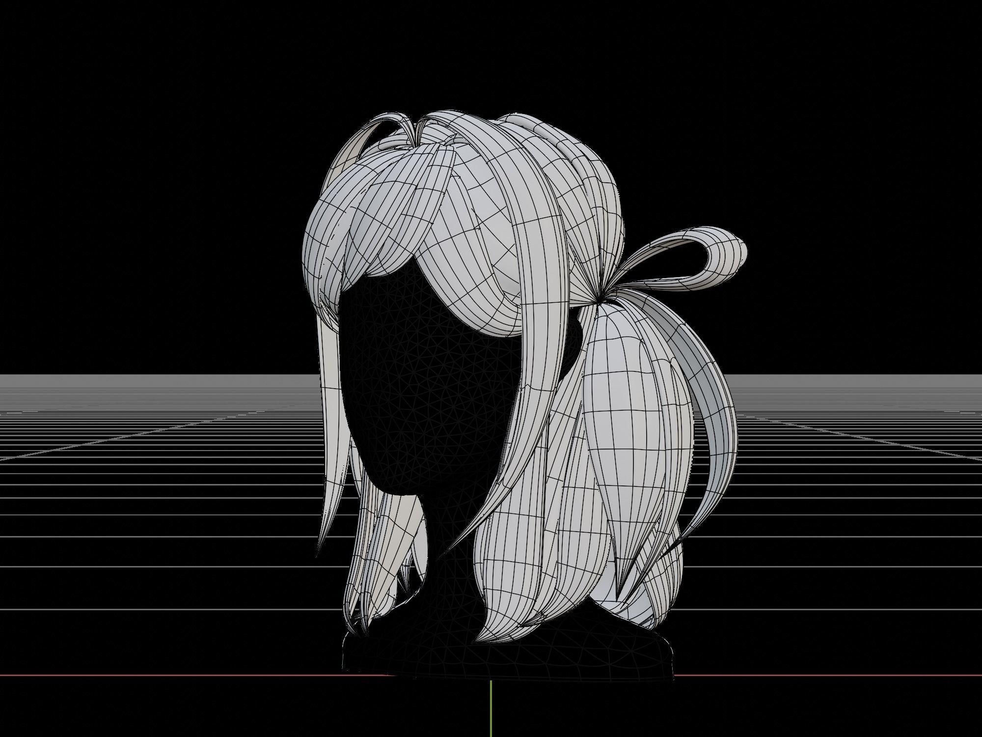 3D Hair Female 002 Low-poly 3D model_4