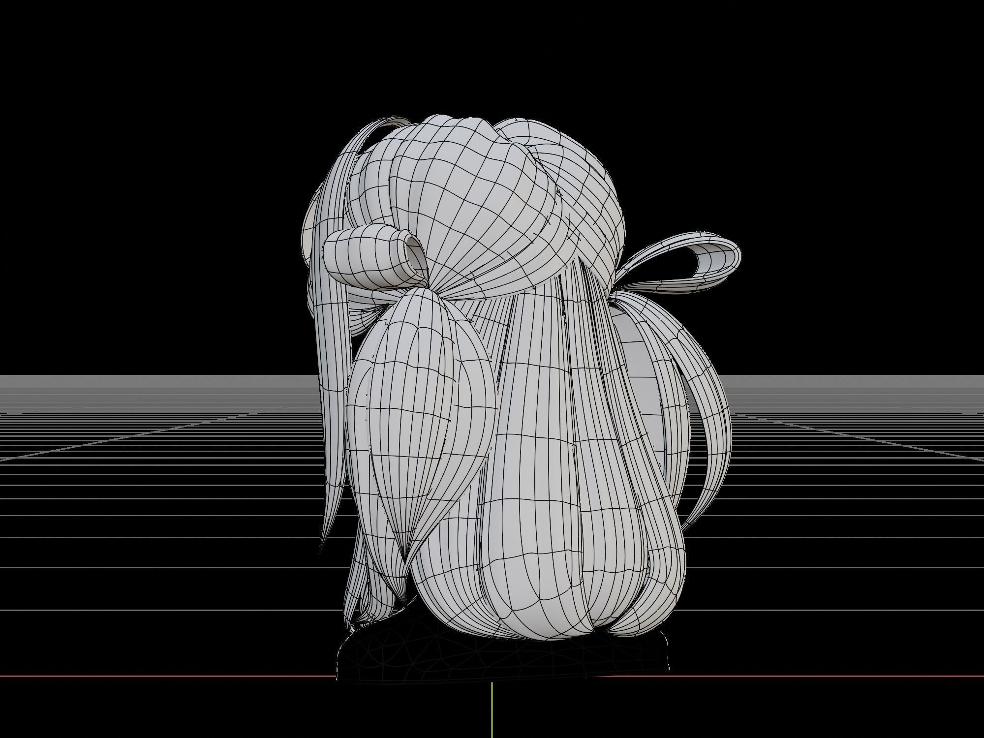 3D Hair Female 002 Low-poly 3D model_7