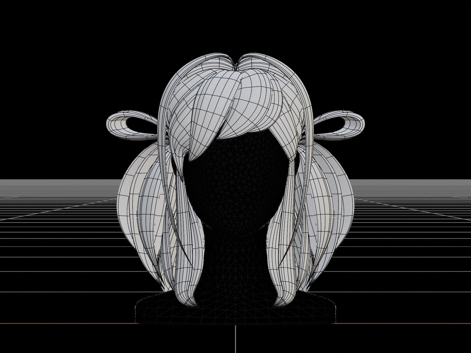 3D Hair Female 002 Low-poly 3D model_2