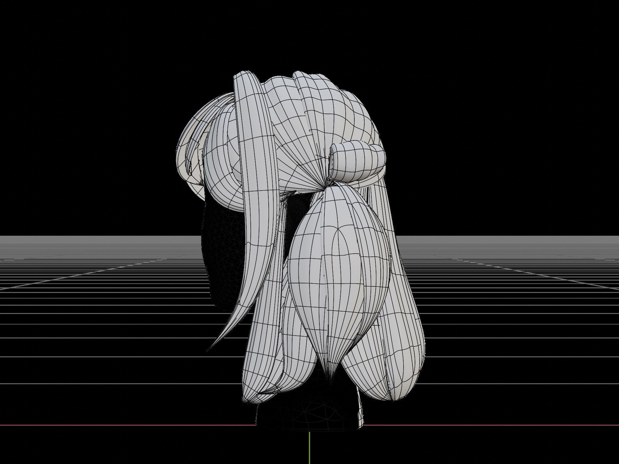 3D Hair Female 002 Low-poly 3D model_15