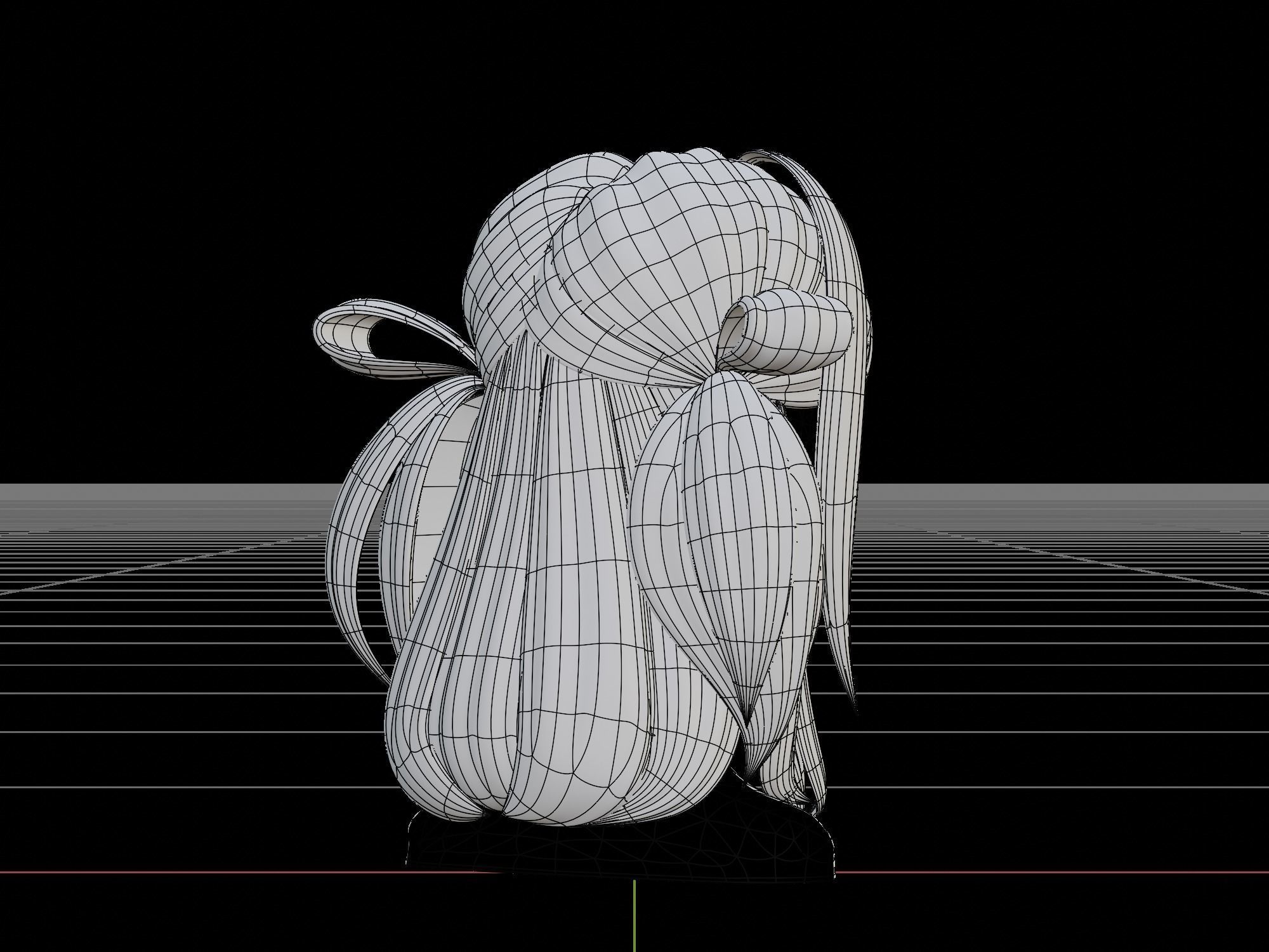 3D Hair Female 002 Low-poly 3D model_11