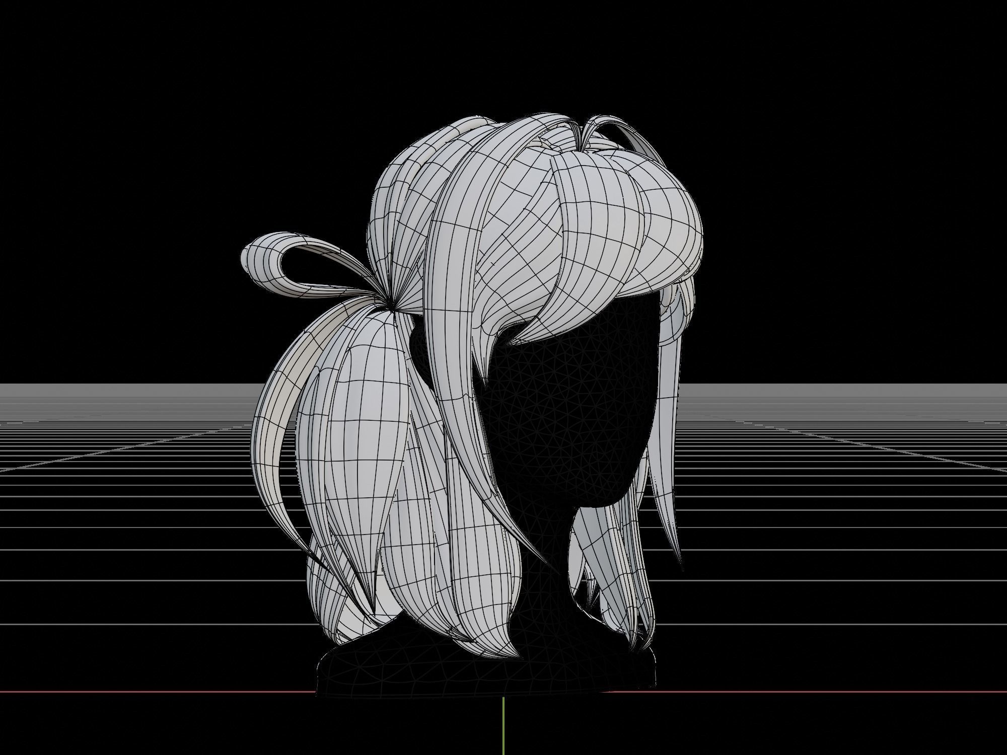 3D Hair Female 002 Low-poly 3D model_16