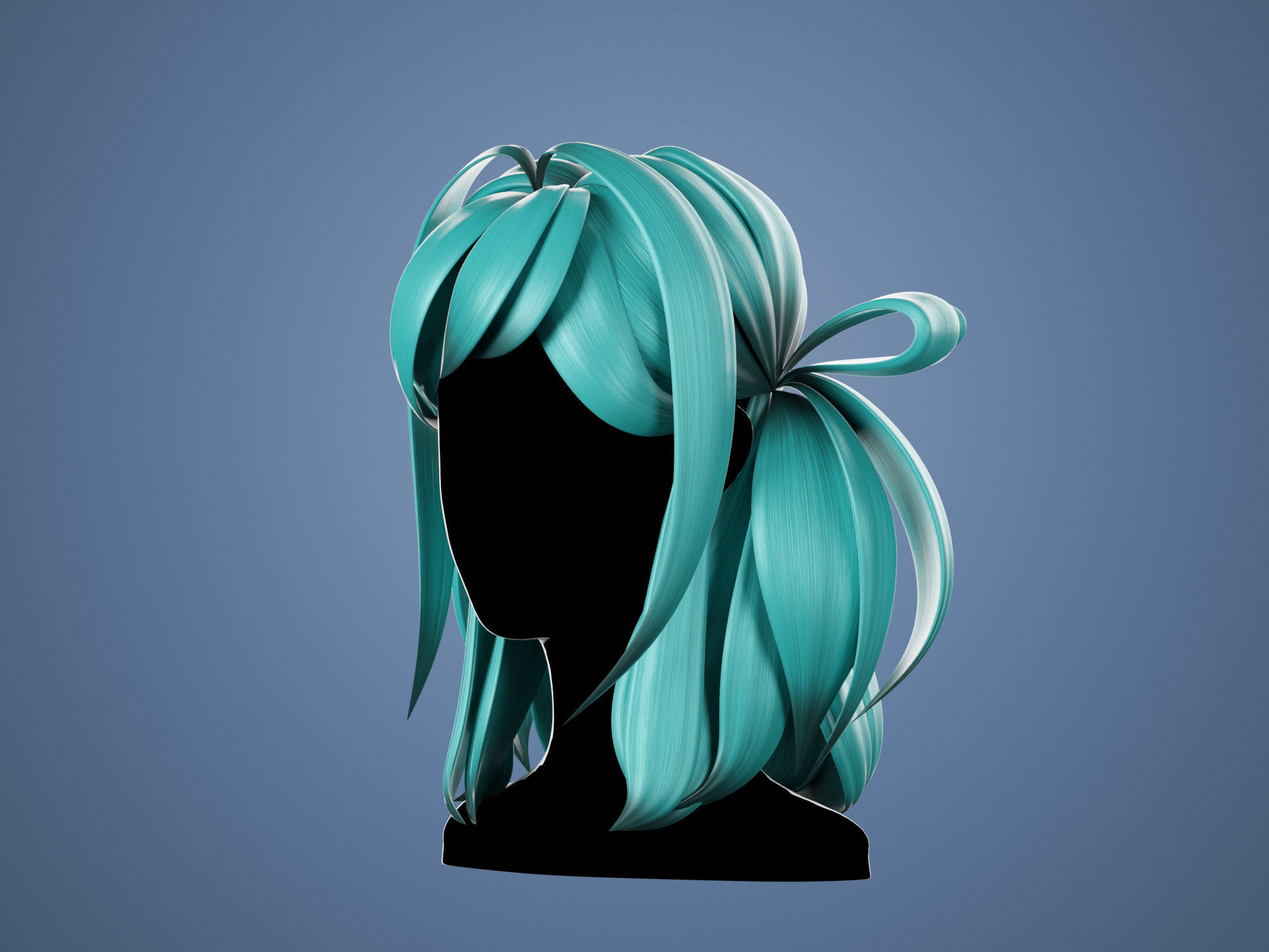 3D Hair Female 002 Low-poly 3D model_3