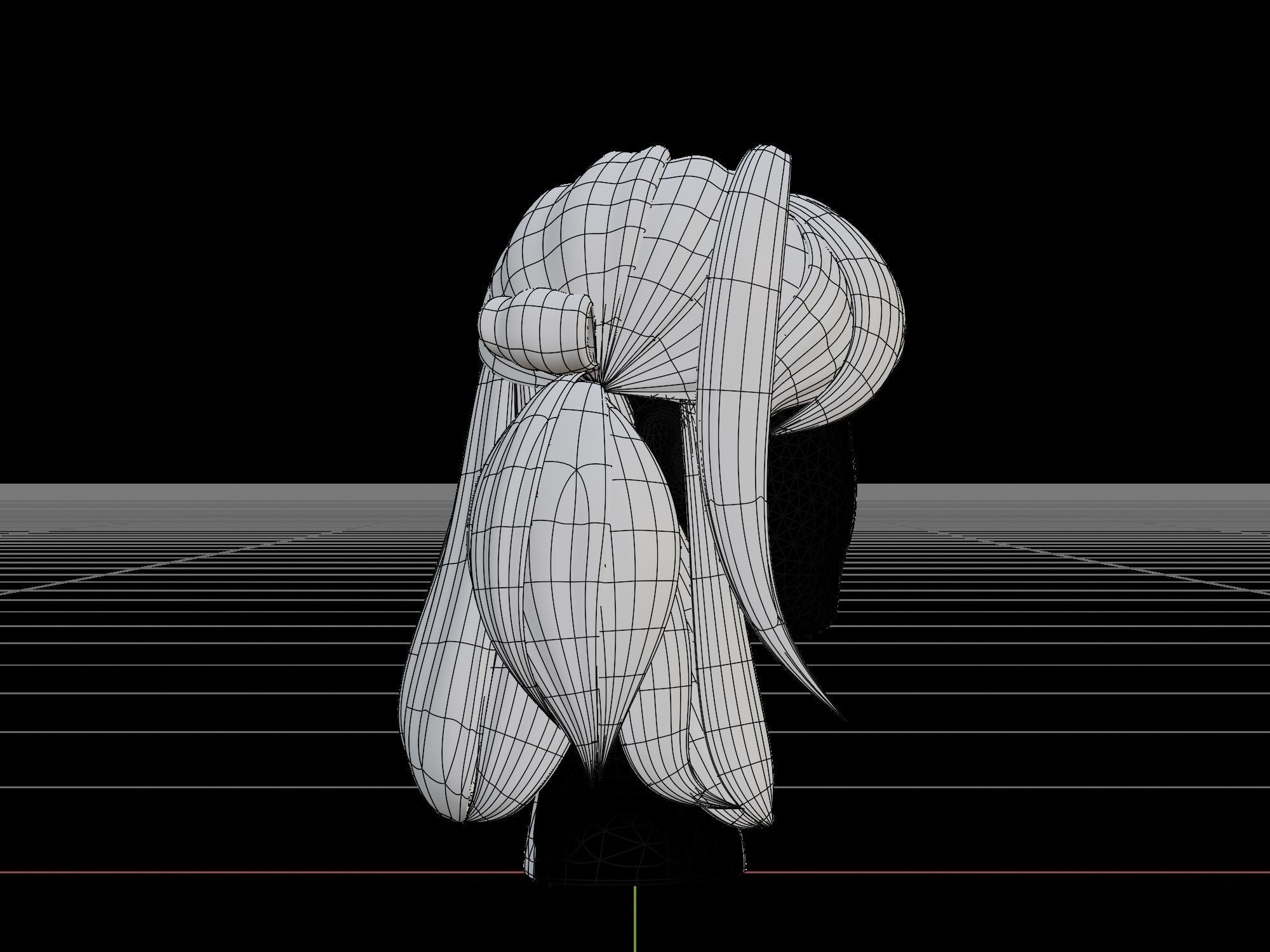 3D Hair Female 002 Low-poly 3D model_13