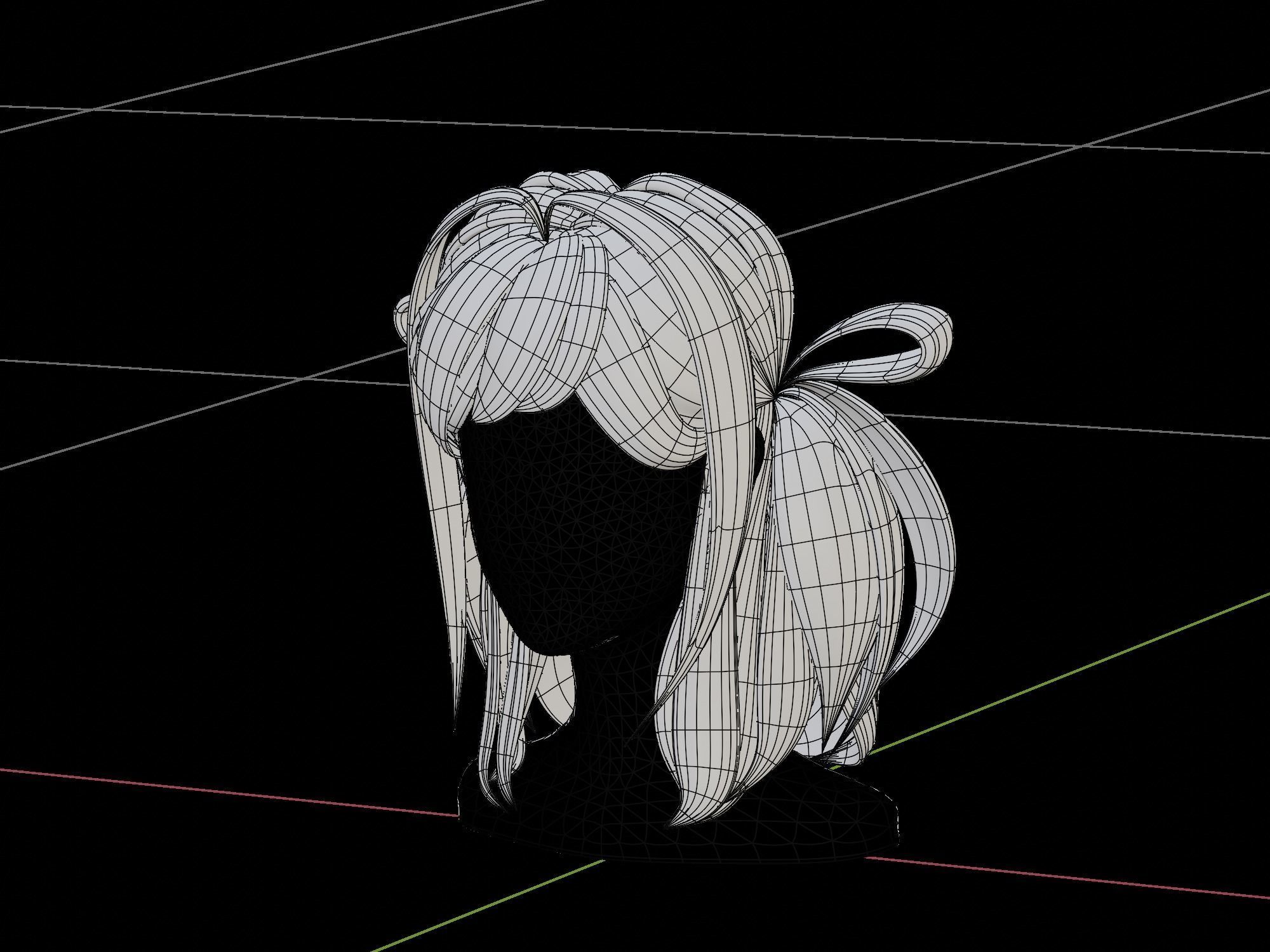 3D Hair Female 002 Low-poly 3D model_18