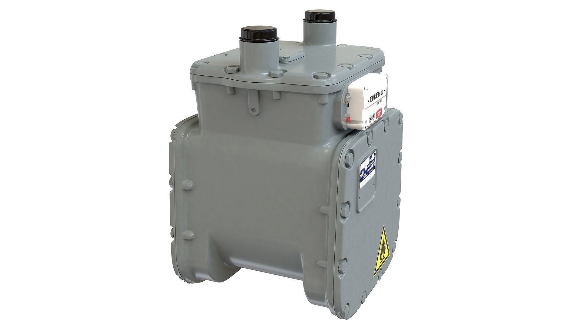Detailed American Diaphragm Gas Meter AC250 Low-poly 3D model_2