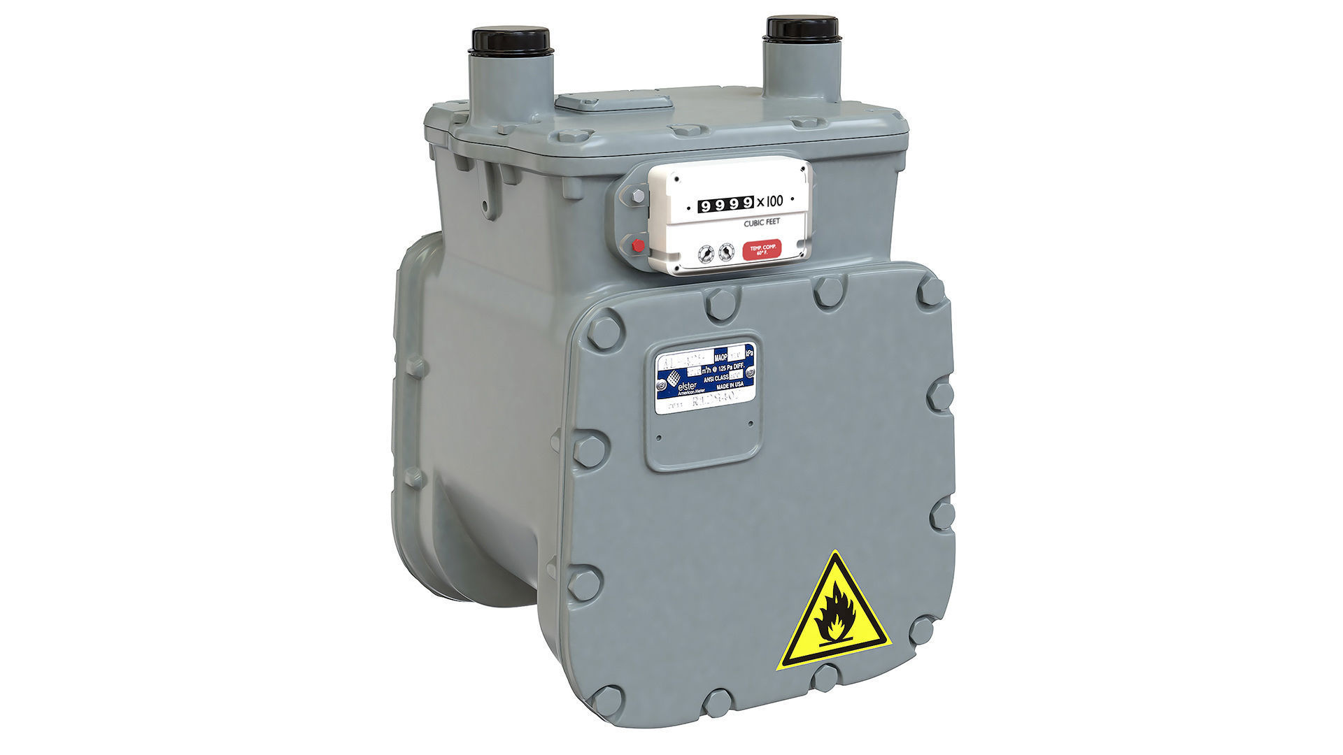 Detailed American Diaphragm Gas Meter AC250 Low-poly 3D model_1