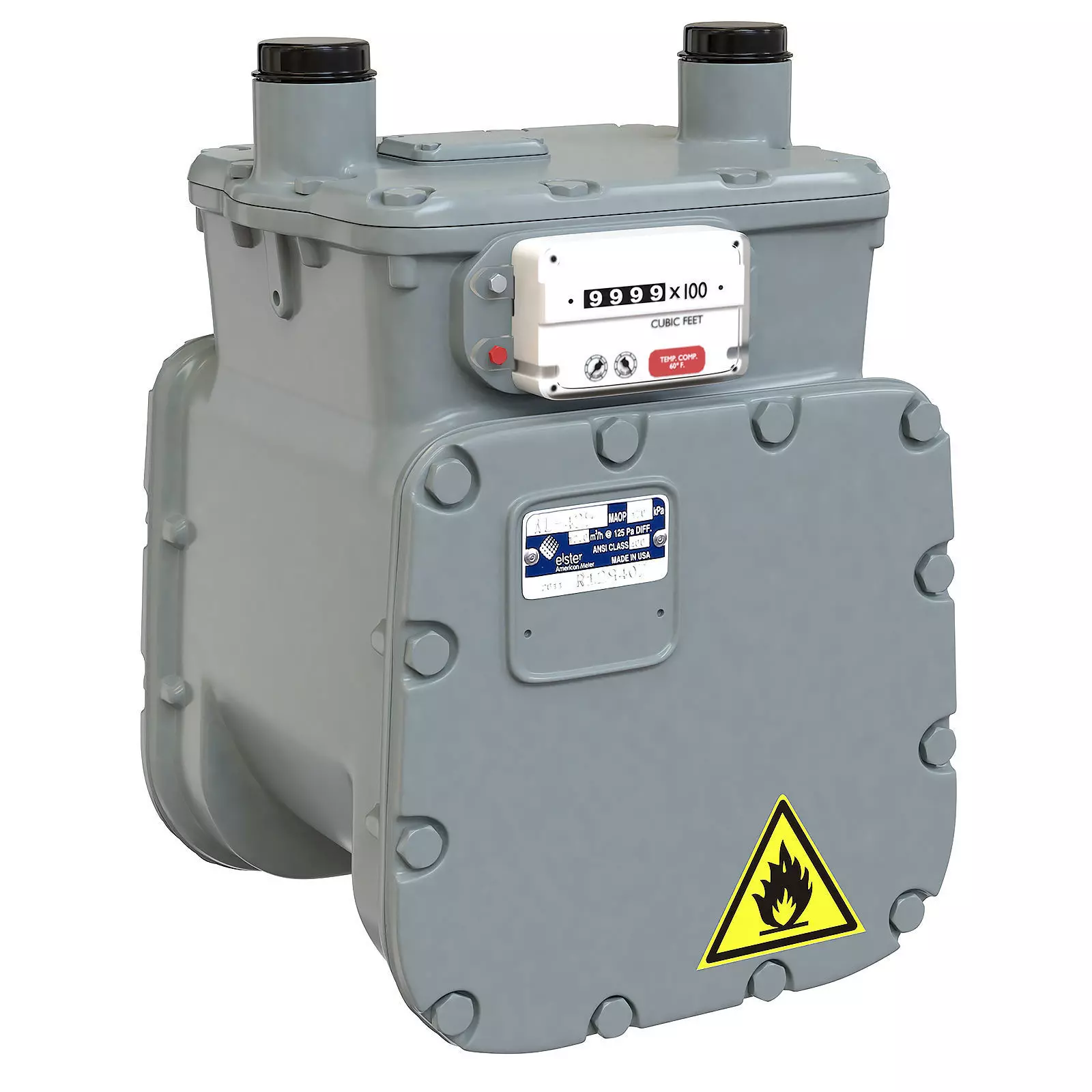Detailed American Diaphragm Gas Meter AC250 Low-poly 3D model_0