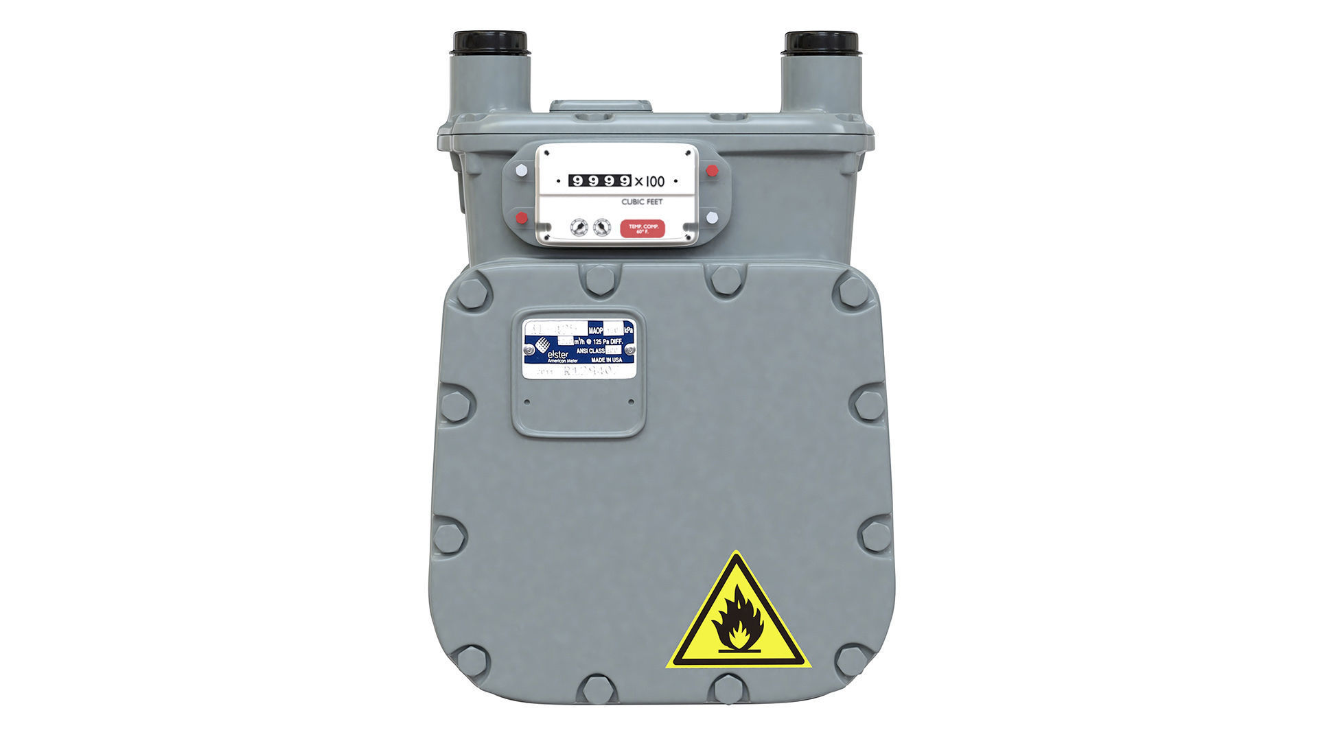 Detailed American Diaphragm Gas Meter AC250 Low-poly 3D model_7