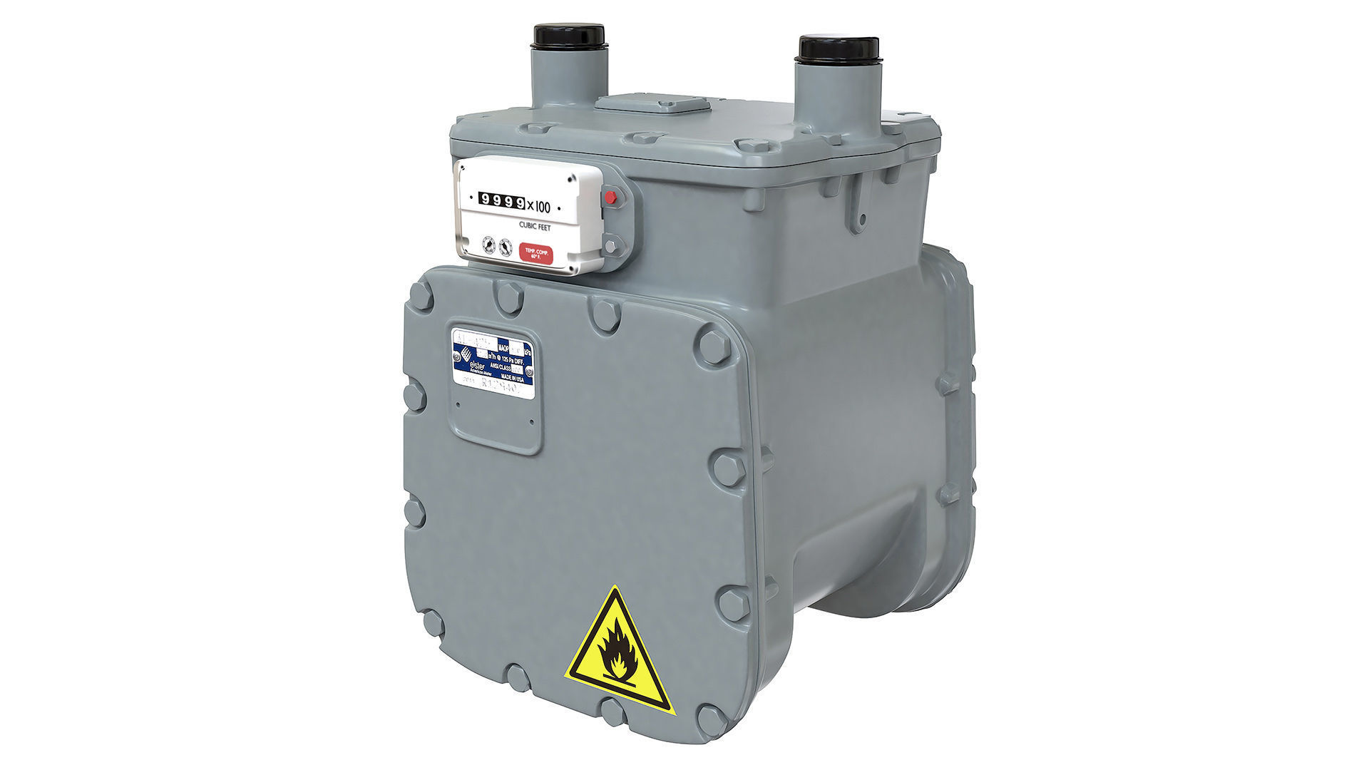 Detailed American Diaphragm Gas Meter AC250 Low-poly 3D model_5