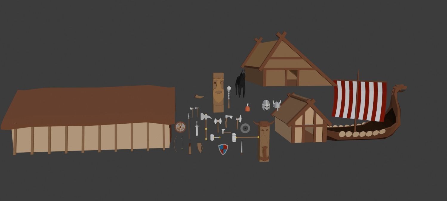 Viking Assets Low-poly 3D model_5