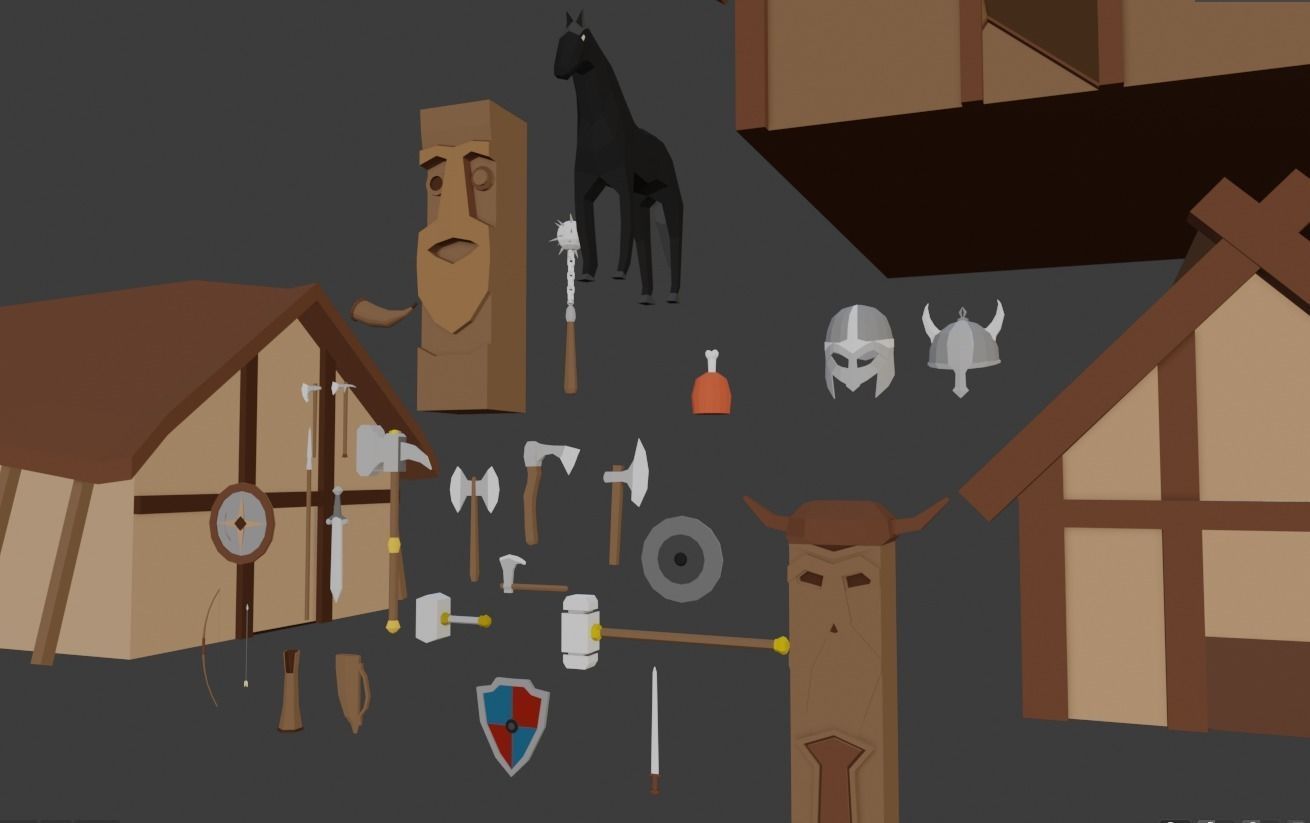 Viking Assets Low-poly 3D model_1