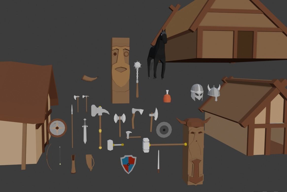 Viking Assets Low-poly 3D model_3