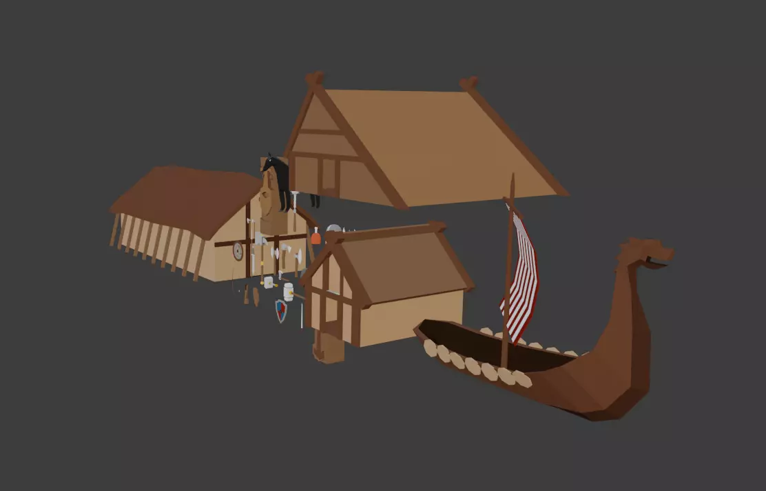 Viking Assets Low-poly 3D model_0