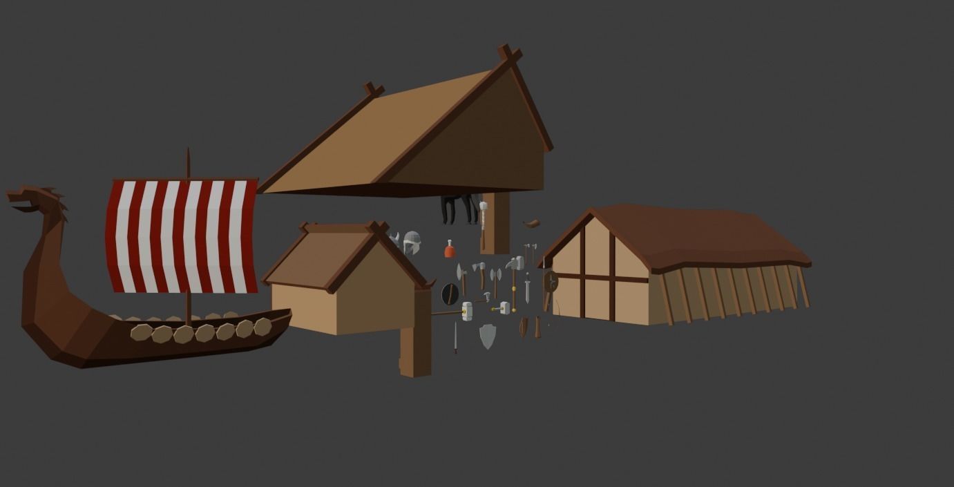 Viking Assets Low-poly 3D model_2