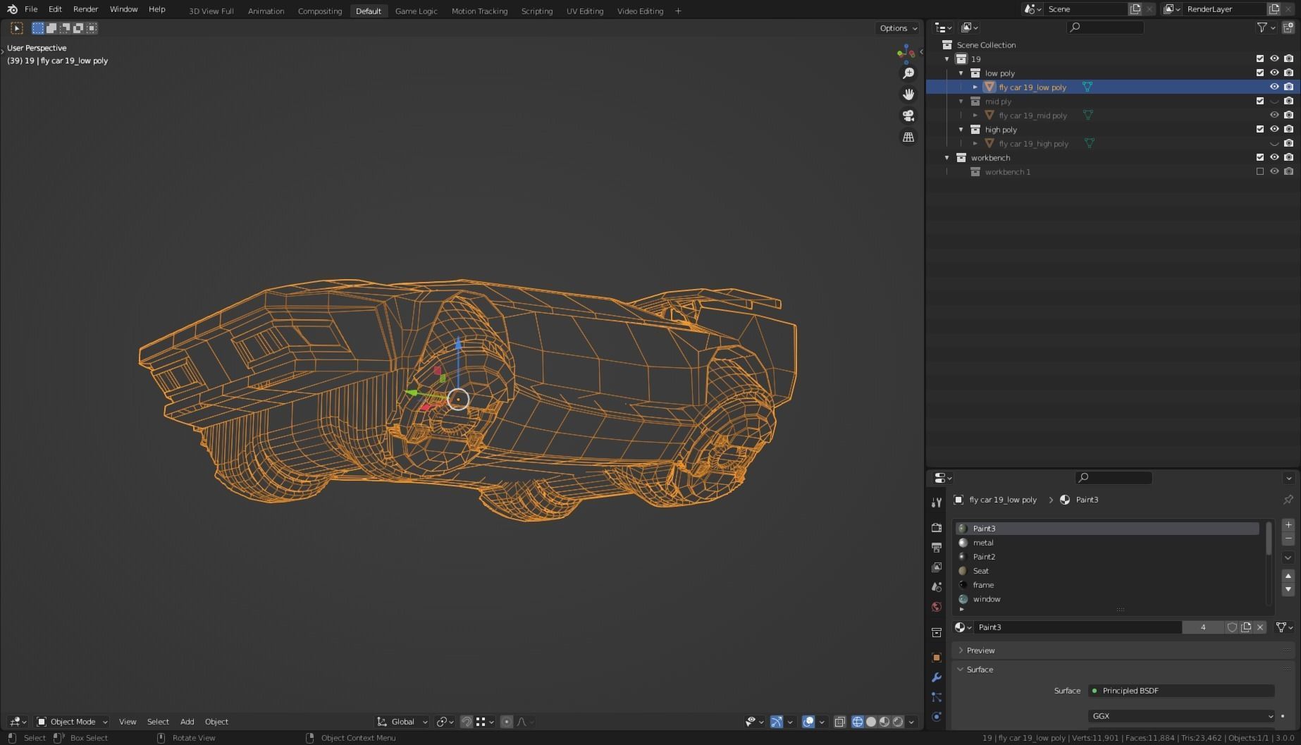 Simplistic Flying Vehicle 19 Low-poly 3D model_7