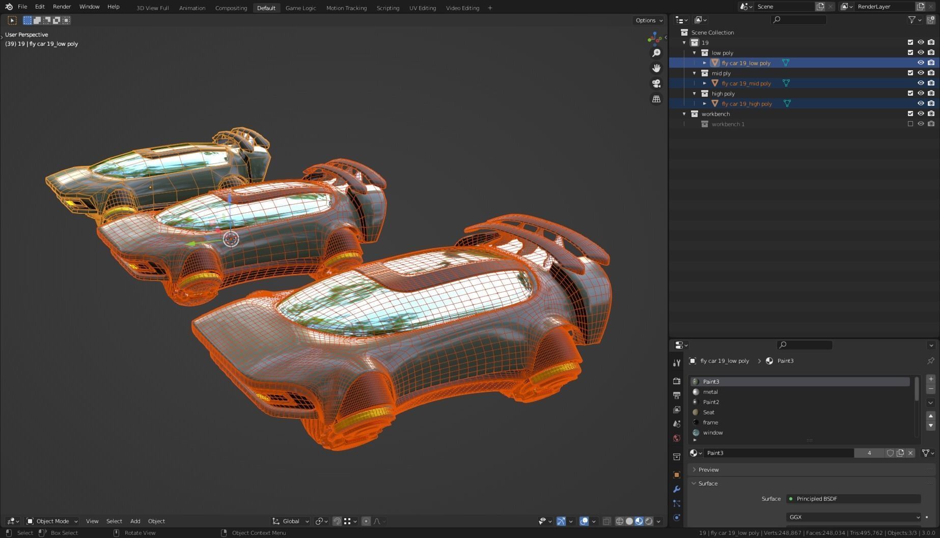 Simplistic Flying Vehicle 19 Low-poly 3D model_9