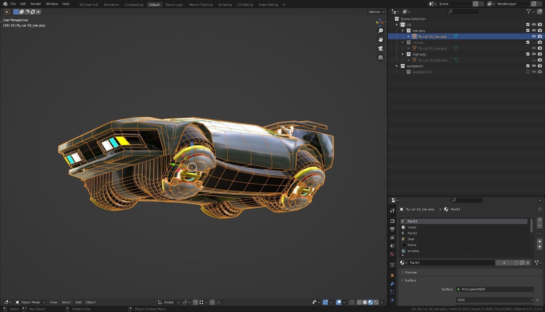 Simplistic Flying Vehicle 19 Low-poly 3D model_8