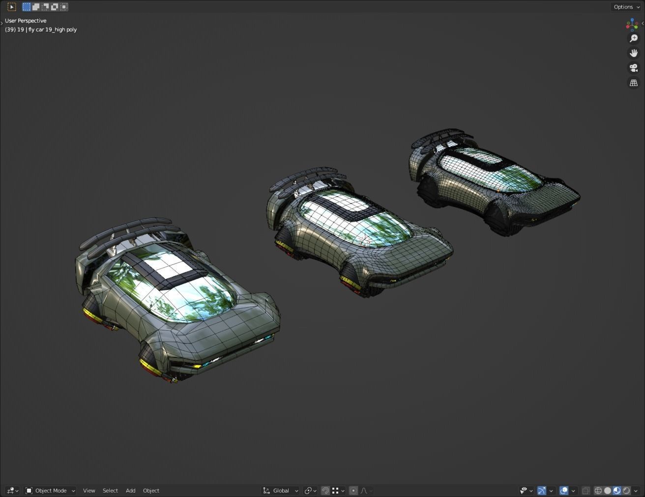 Simplistic Flying Vehicle 19 Low-poly 3D model_3