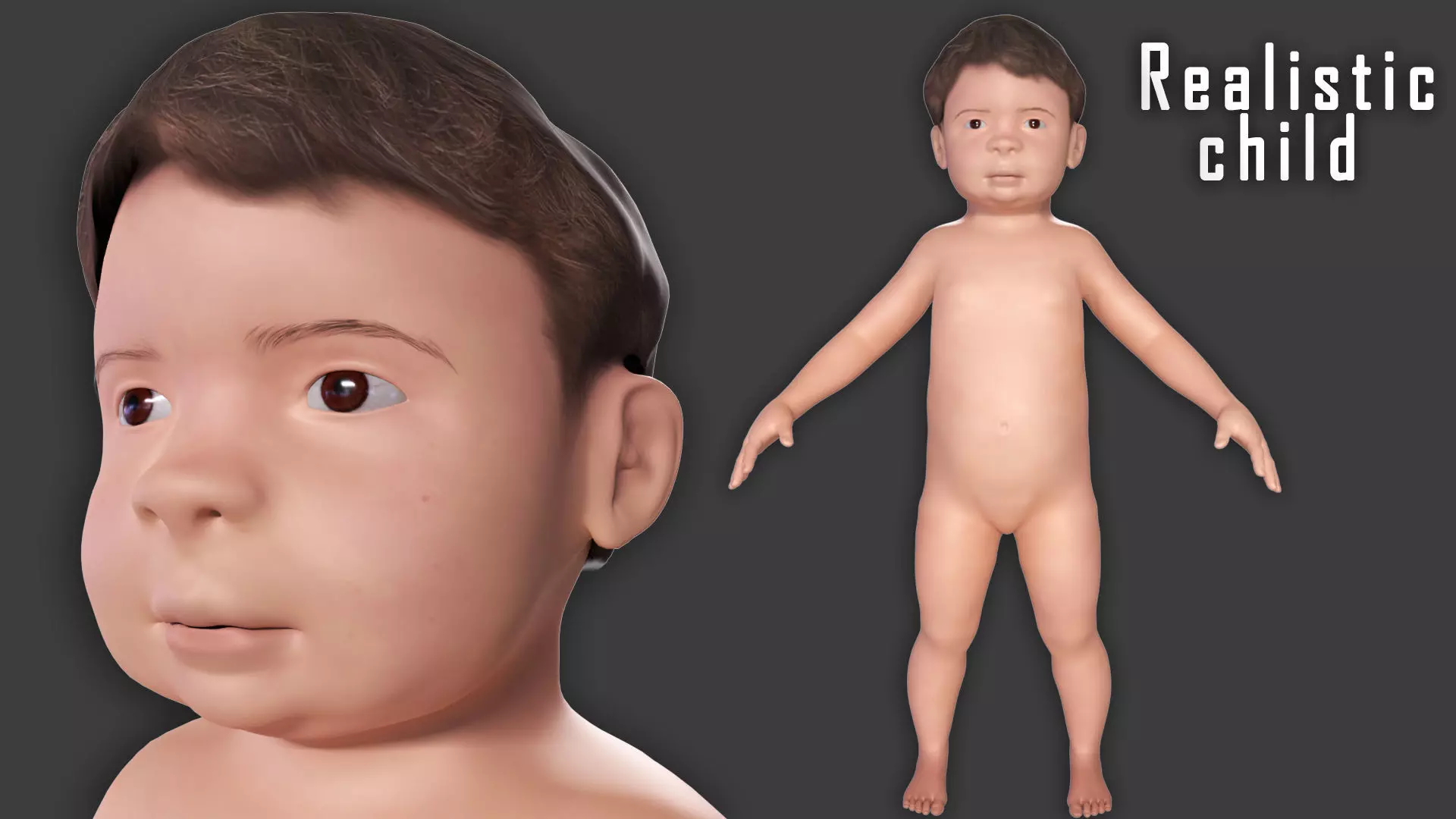 Realistic Child rigged Low-poly 3D model_0