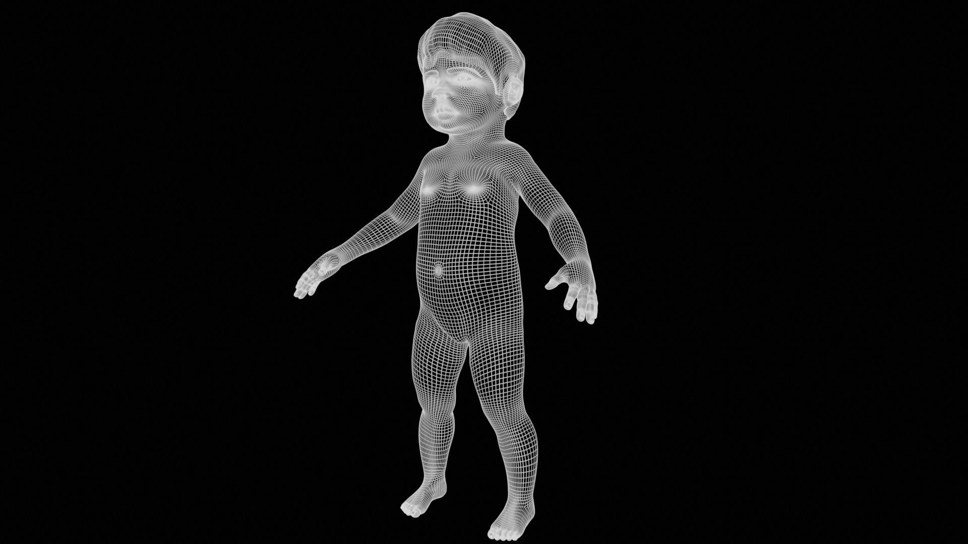 Realistic Child rigged Low-poly 3D model_20