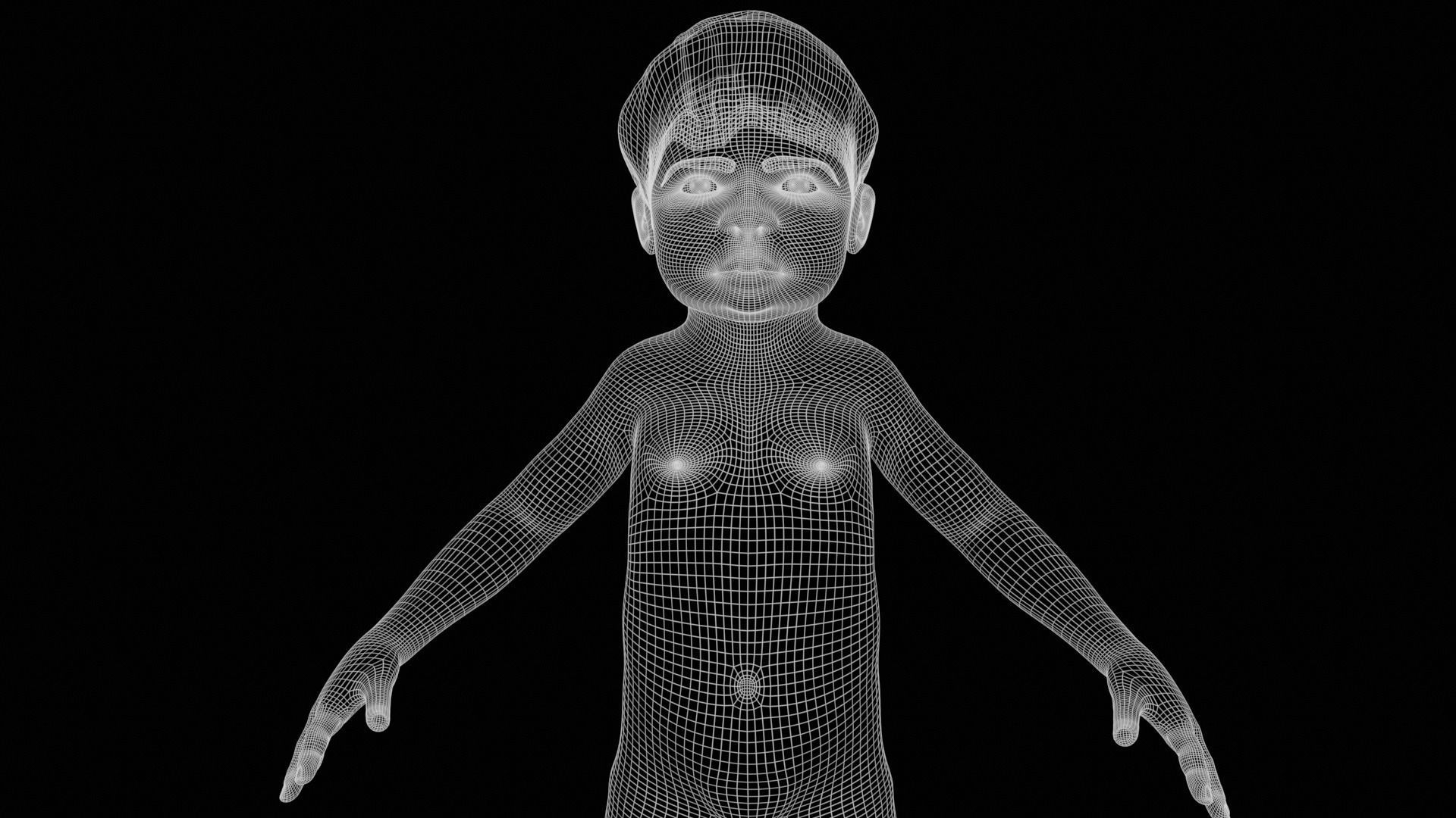 Realistic Child rigged Low-poly 3D model_16