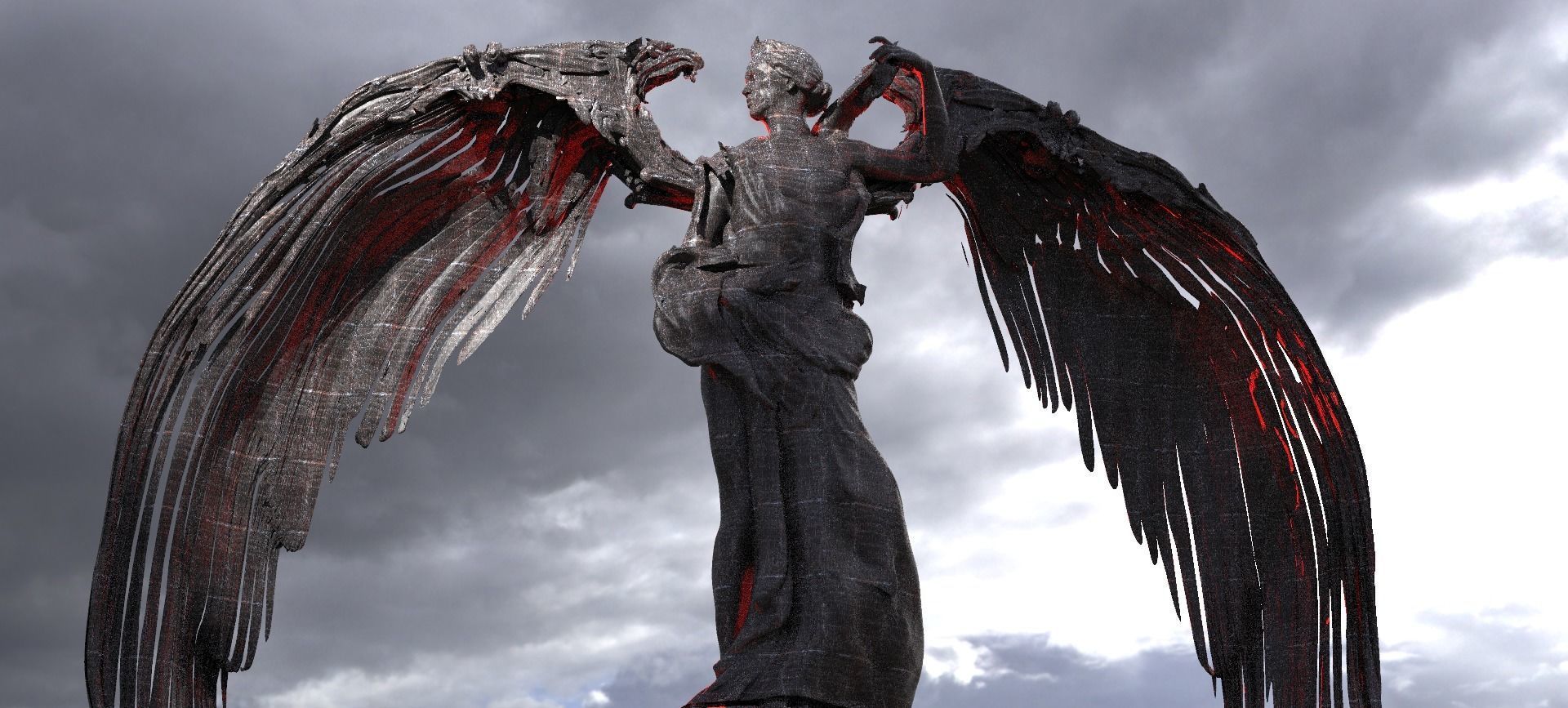 Fallen Angel Female Arch Wings 2  3D model_1