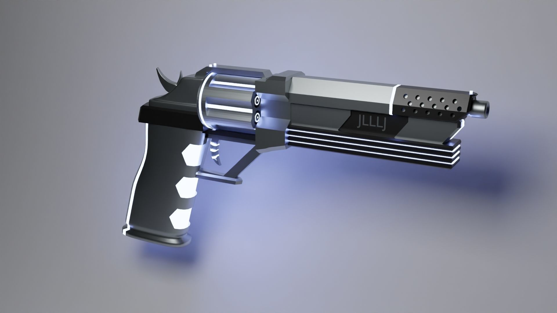 Neon Guns And Revolver bundle Low-poly 3D model_4