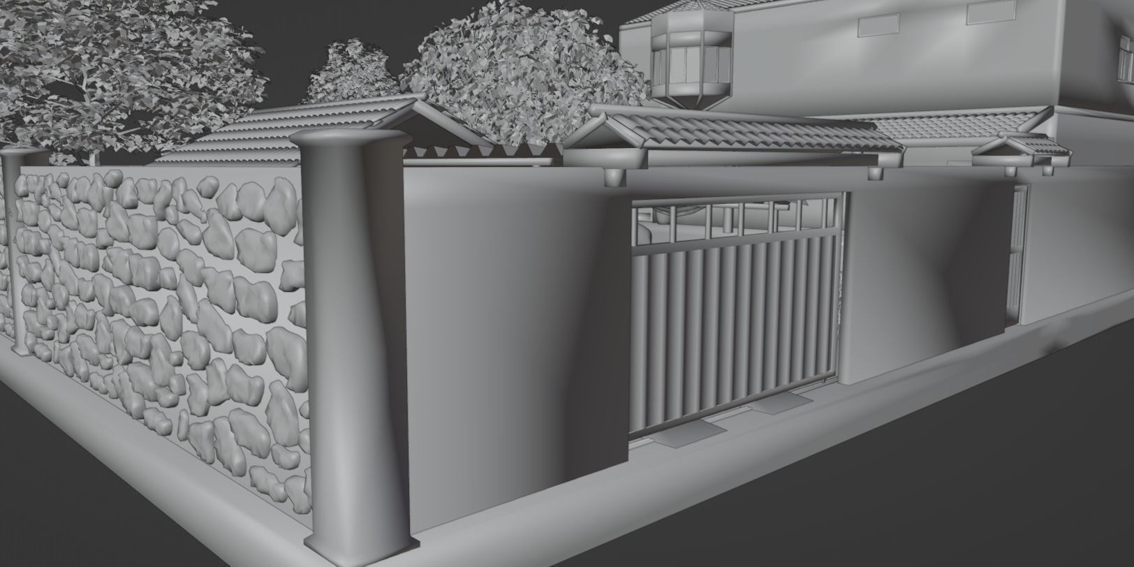 Simple house with a yard Low-poly 3D model_18