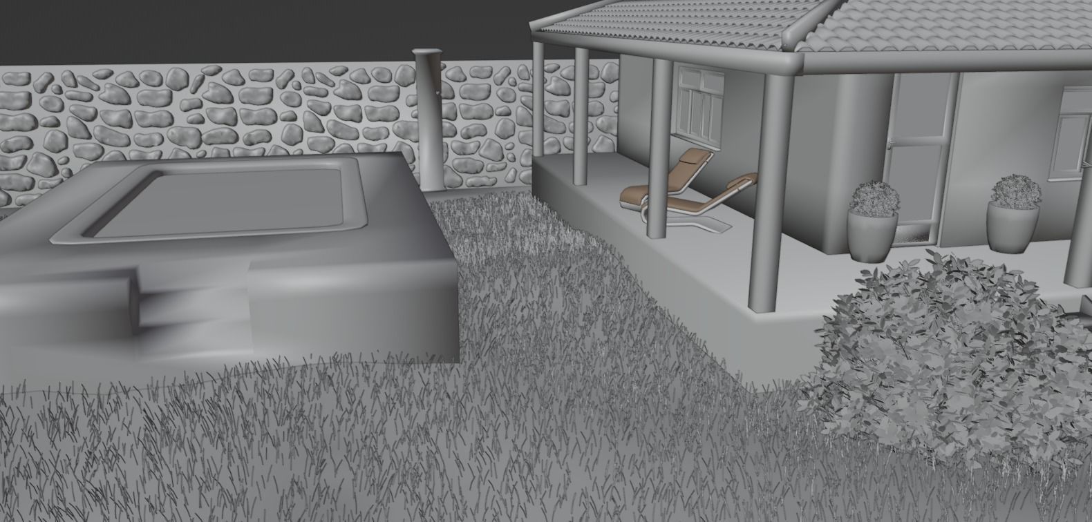 Simple house with a yard Low-poly 3D model_20