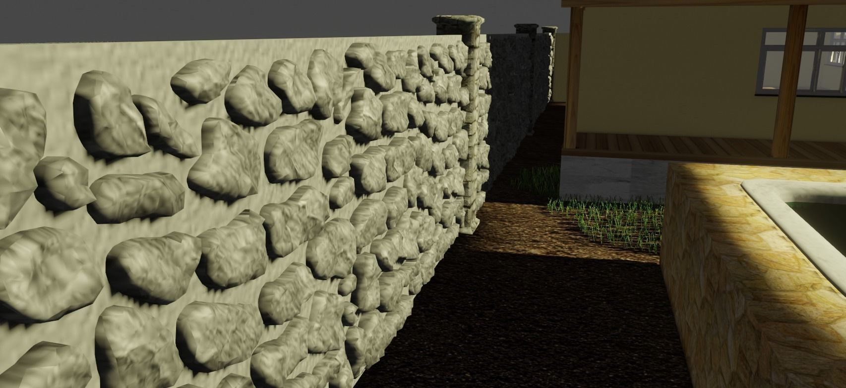 Simple house with a yard Low-poly 3D model_10