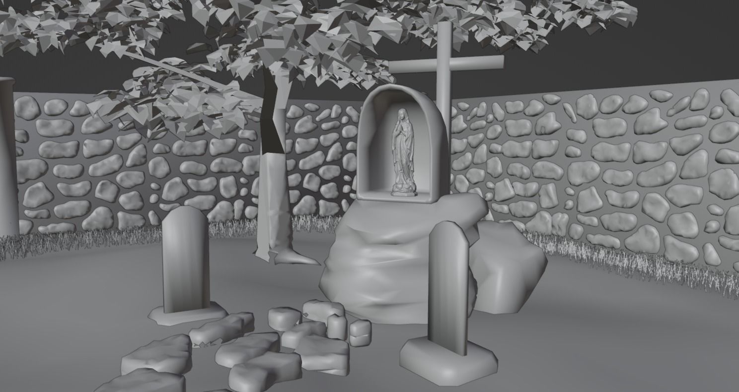 Simple house with a yard Low-poly 3D model_22