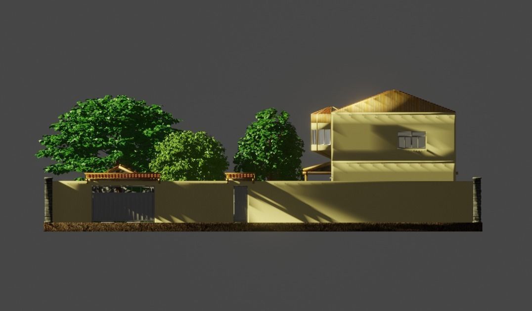 Simple house with a yard Low-poly 3D model_11