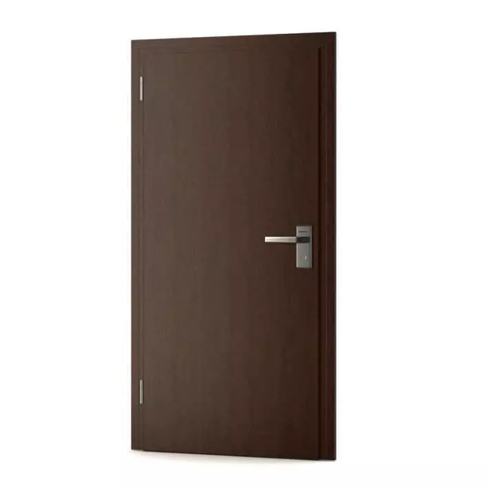 Double Hinged Brown Office Door 3D model_0