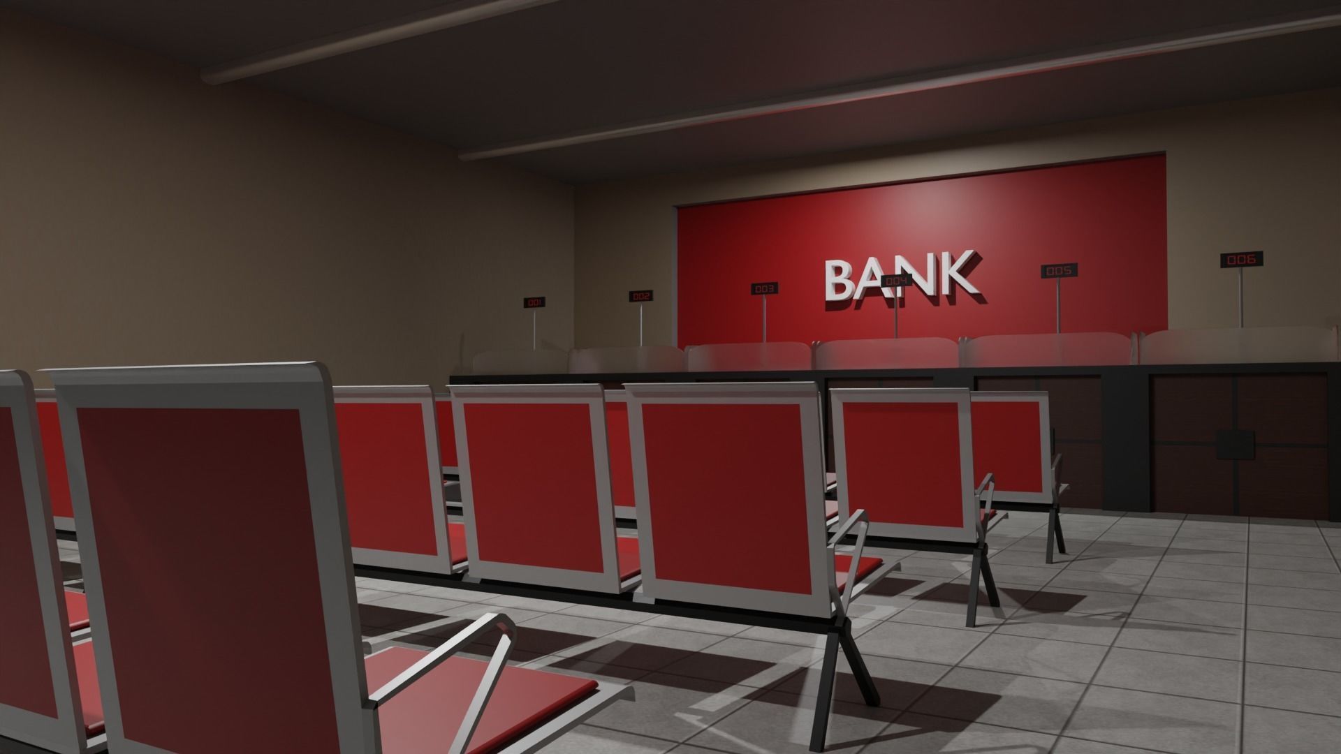 Bank Interior Low-poly 3D model_3