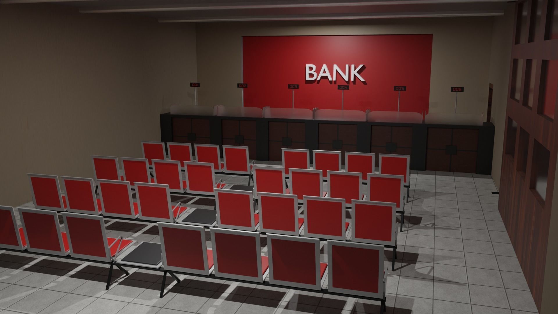 Bank Interior Low-poly 3D model_1