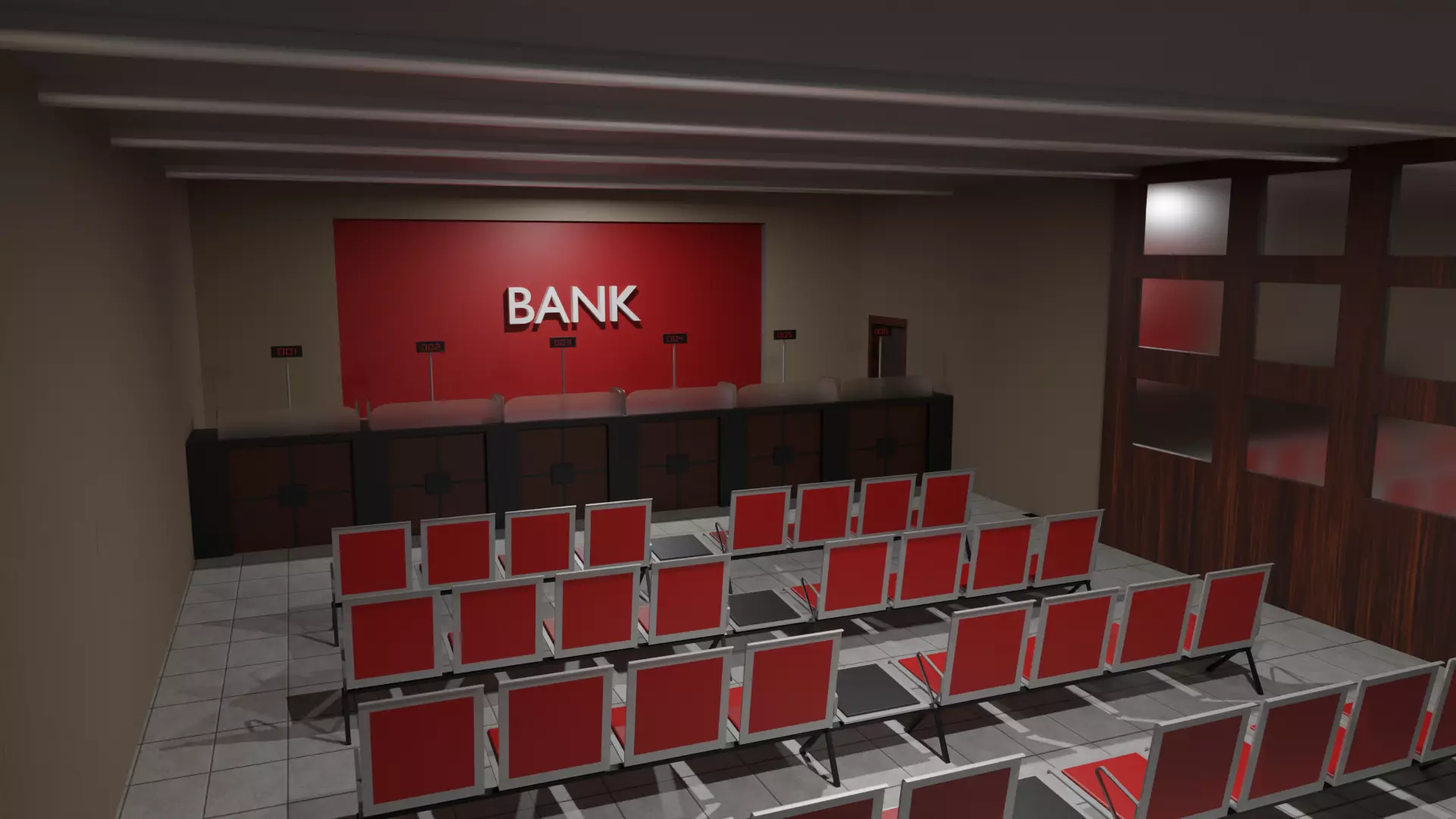 Bank Interior Low-poly 3D model_0