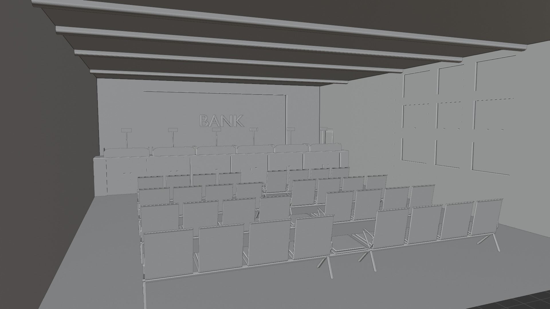 Bank Interior Low-poly 3D model_6