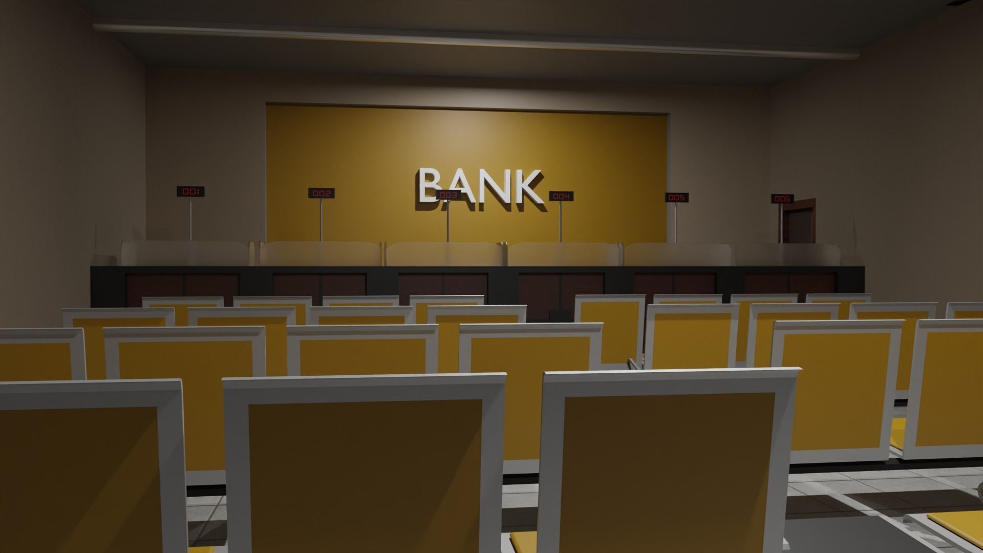 Bank Interior Low-poly 3D model_4