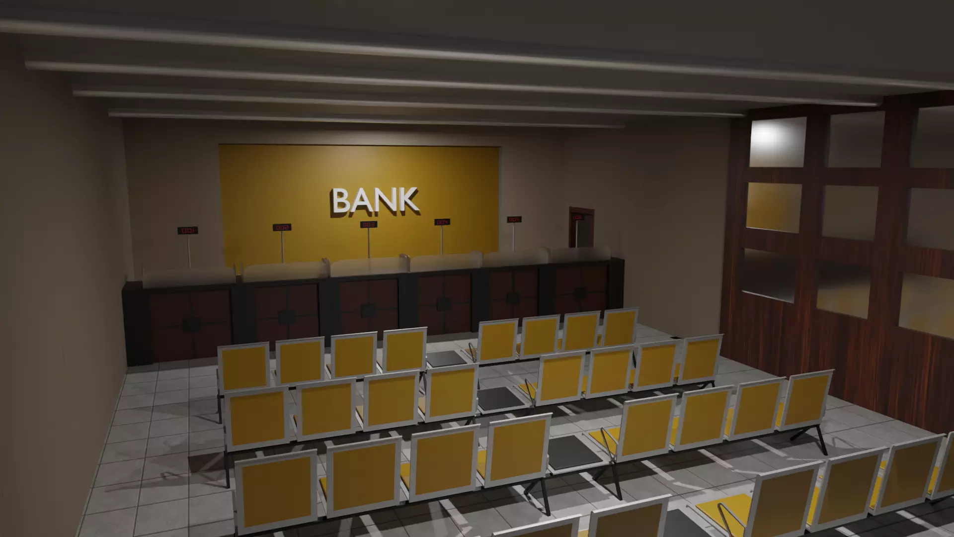 Bank Interior Low-poly 3D model_0