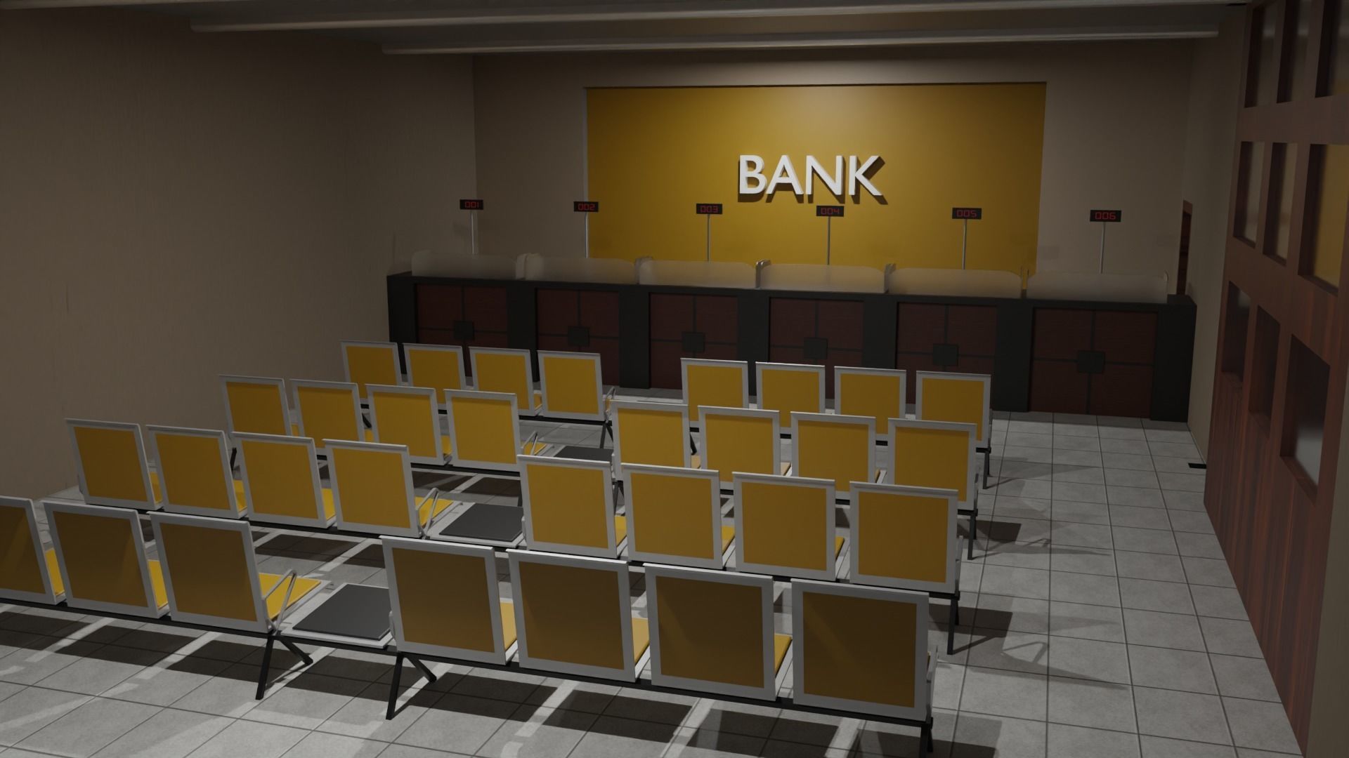 Bank Interior Low-poly 3D model_1