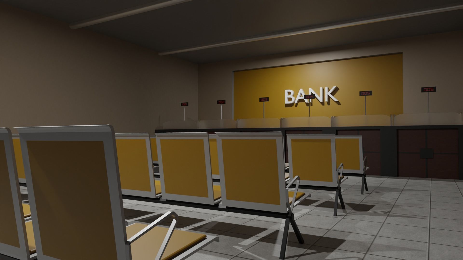 Bank Interior Low-poly 3D model_3